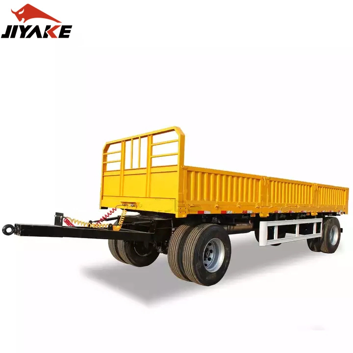 2/ 3/4 Axles Hydraulic Dump Box Open Cargo Fence Side Wall Trailer Tractor Trailer Draw Bar Full Trailer for Farm Transport